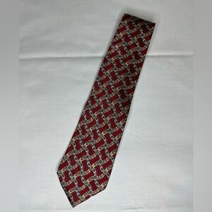 Van Heusen Red and Gold Geometric Silk Tie EUC